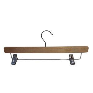 Wooden Pants Hanger With Metal Clips & Swivel Hook 12" Wide